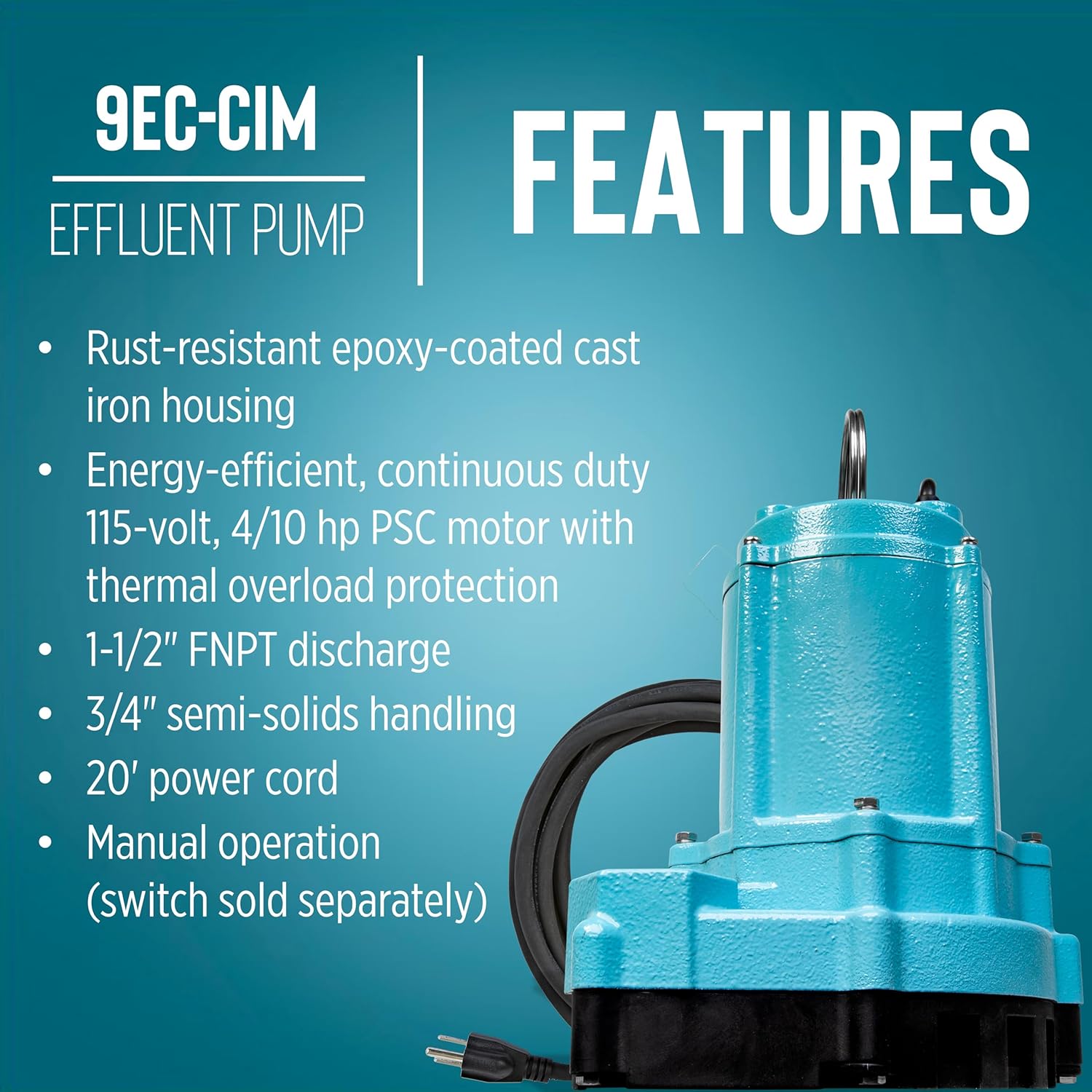 Franklin Electric Little Giant 9EC - CIM 115V 4/10HP 509805 - Water Well & Septic Supply